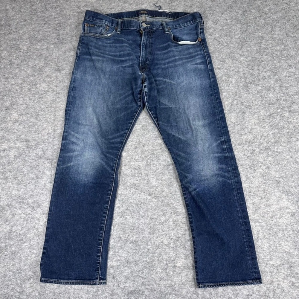 Polo‎ Ralph Lauren Varick Slim Straight Jeans Mens 38x30 Blue Distressed